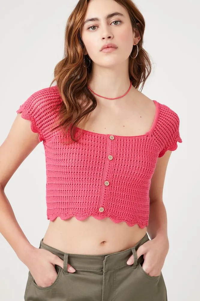 Hot Pink Knit Crop Top