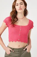 Women's Crochet Sweater-Knit Crop Top Hot