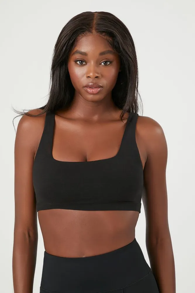 Forever 21 Women's Caged Square-Neck Sports Bra in Black Small