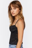 Women's Floral Lace Ruched Cami in Black Medium