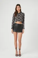 Women's Faux Leather Mini Skort in Black Medium