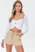 Women's Faux Suede Lace-Up Shorts in Cappuccino Medium