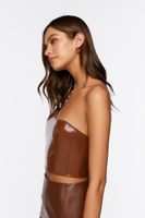 Women's Faux Patent Leather Tube Top in Brown Small