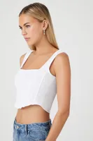 Women's Square-Neck Tank Top in White Medium