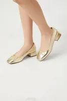 Women's Faux Leather Ballet Flats in Gold, 7.5