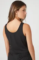 Women's Cropped Pajama Tank Top in Black Small