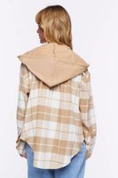 Women's Hooded Flannel Combo Shirt in Vanilla/Khaki Small