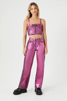 Women's Metallic Straight-Leg Jeans in Pink, 29