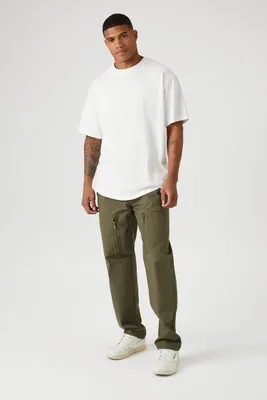 Men Release Buckle Slim-Fit Pants in Olive, XXL