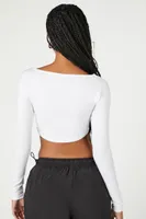 Women's Cropped V-Hem Top in White Large