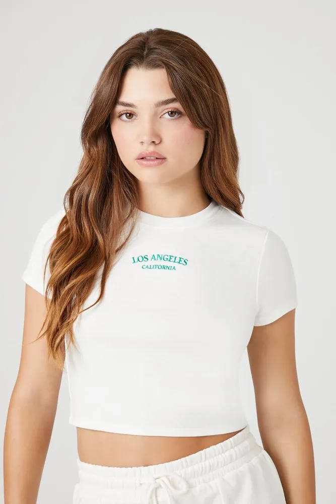 Women's Los Angeles Graphic Baby T-Shirt in Vanilla, XS