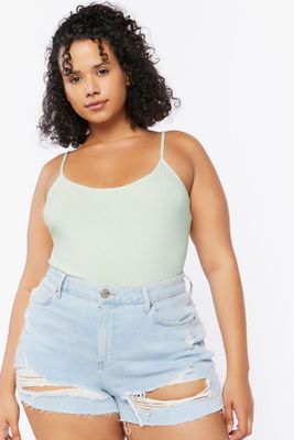 Women's Basic Organically Grown Cotton Thin Strap Cami in Mint, 0X