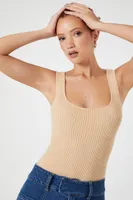 Women's Sweater-Knit Tank Bodysuit in Toast, XS