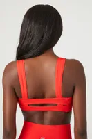 Women's Caged Square-Neck Sports Bra in Fiery Red Medium