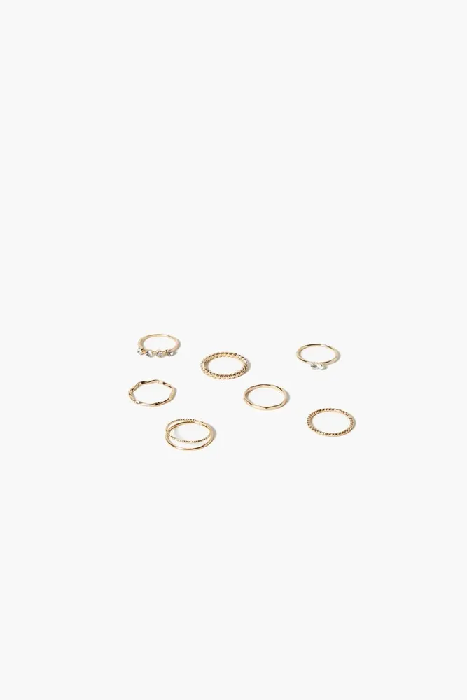 Women's Faux Gem Ring Set in Gold/Clear, 8