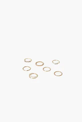 Women's Faux Gem Ring Set in Gold/Clear, 7