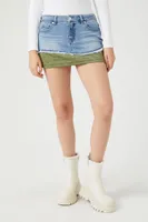 Women's Reworked Denim Mini Skirt in Denim, XS