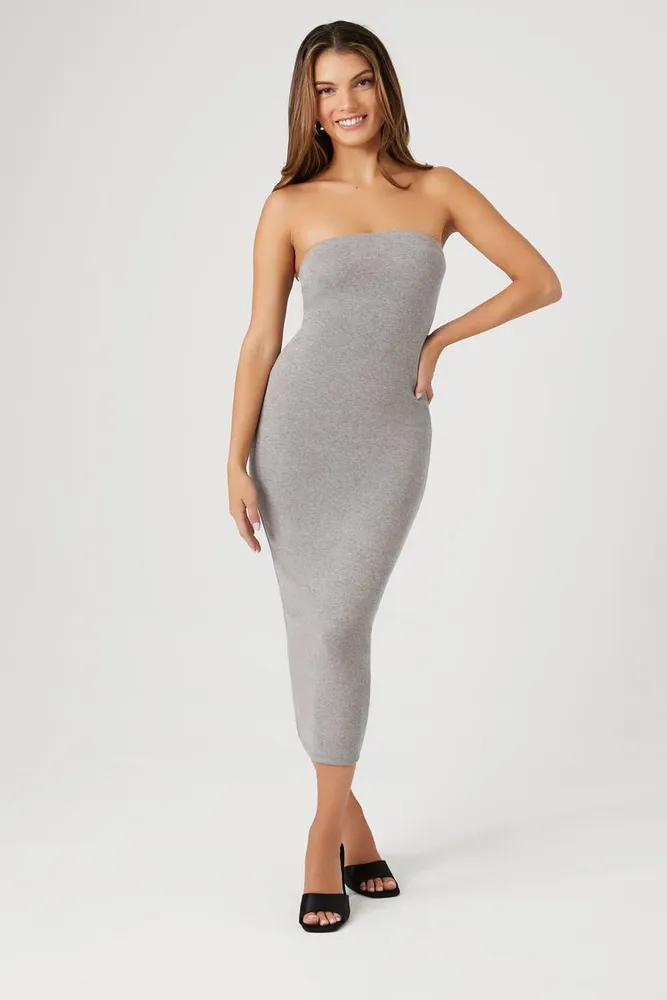 Women's Tube Bodycon Midi Dress Grey,