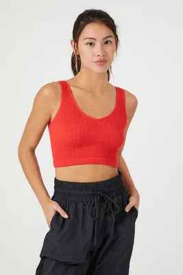 Women's Seamless Longline Bralette in Fiery Red Large