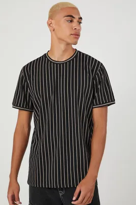 Men Striped Crew-Neck T-Shirt Black/White,