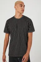 Men Striped Crew-Neck T-Shirt Black/White