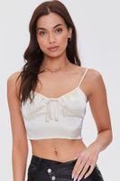 Women's Satin Self-Tie Cropped Cami in Cream Large