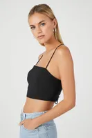 Women's Crisscross Lace-Back Cropped Cami in Black Small