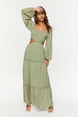 Women's Cutout Maxi Peasant Dress Small