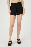 Women's Denim Paperbag Shorts in Black Large