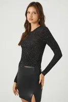 Women's Glitter Knit Cropped Sweater