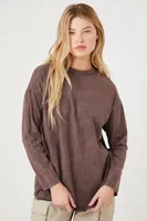 Women's Mineral Wash Long-Sleeve Top in Brown Medium