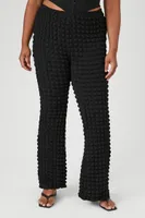 Women's Textured Flare Pants Black,