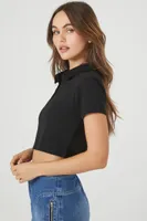 Women's Cropped Terry Cloth Polo Shirt