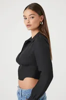 Women's Curved-Hem Bustier Crop Top