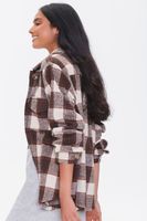 Women's Plaid Button-Front Shacket in Brown Small