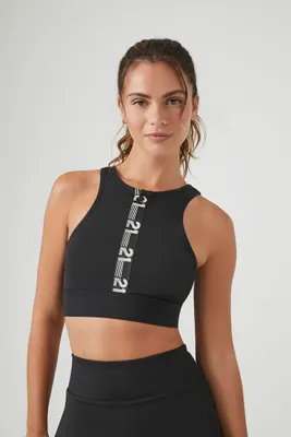 Women's 21 Graphic Zip-Up Sports Bra