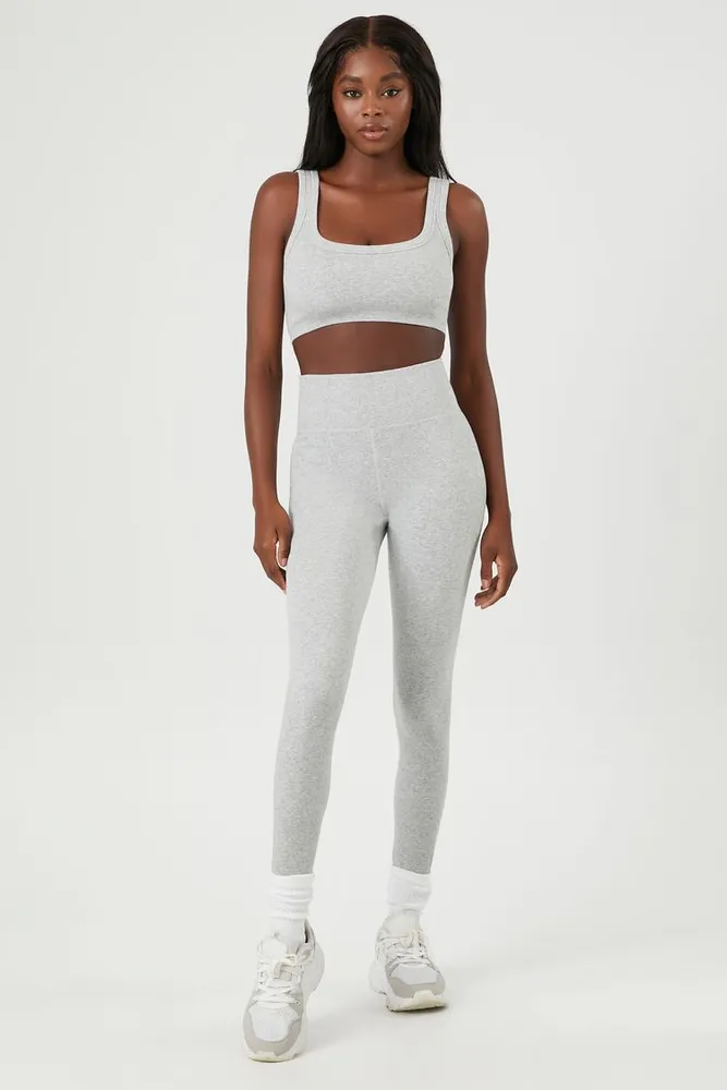 Forever 21 Women's Active Seamless Flare Leggings in Heather Grey