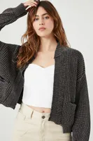 Women's Cropped Cardigan Sweater in Washed Black Small