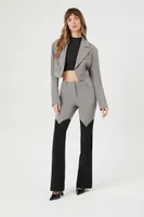 Women's Cropped Peak-Lapel Blazer in Grey Small