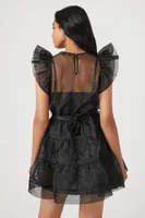 Women's Organza Combo Mini Dress in Black Small