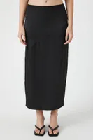 Women's Satin Maxi Slip Skirt in Black Medium