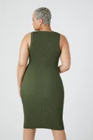 Women's Bodycon Midi Sweater Dress in Olive, 1X