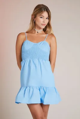 Women's Sweetheart Tie-Strap Mini Dress in Light Blue, XL