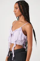 Women's Ruffle-Trim Cropped Cami Lilac