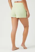 Women's Ribbed Drawstring Pajama Shorts in Pistachio Small