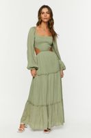 Women's Cutout Maxi Peasant Dress Small