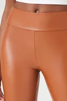 Women's Faux Leather High-Rise Leggings in Chestnut Small