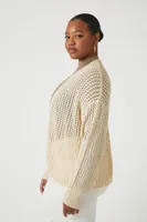 Women's Open-Front Cardigan Sweater in Vanilla, 2X