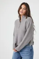 Women's Sharkbite Half-Zip Sweater in Dark Grey Medium