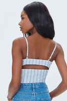 Women's Striped Cutout Cropped Cami in White/Blue Large